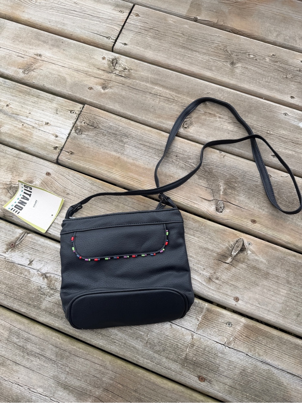 VTG 90s Gitano Shoulder Purse  Messenger beads  Faux Leather